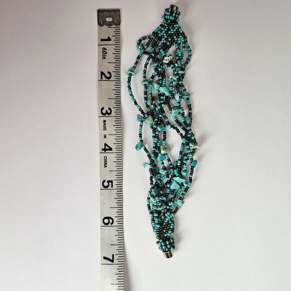 7" Turquoise Style Bead & Stone Bracelet w/ Magnetic Closure - Picture 9 of 12